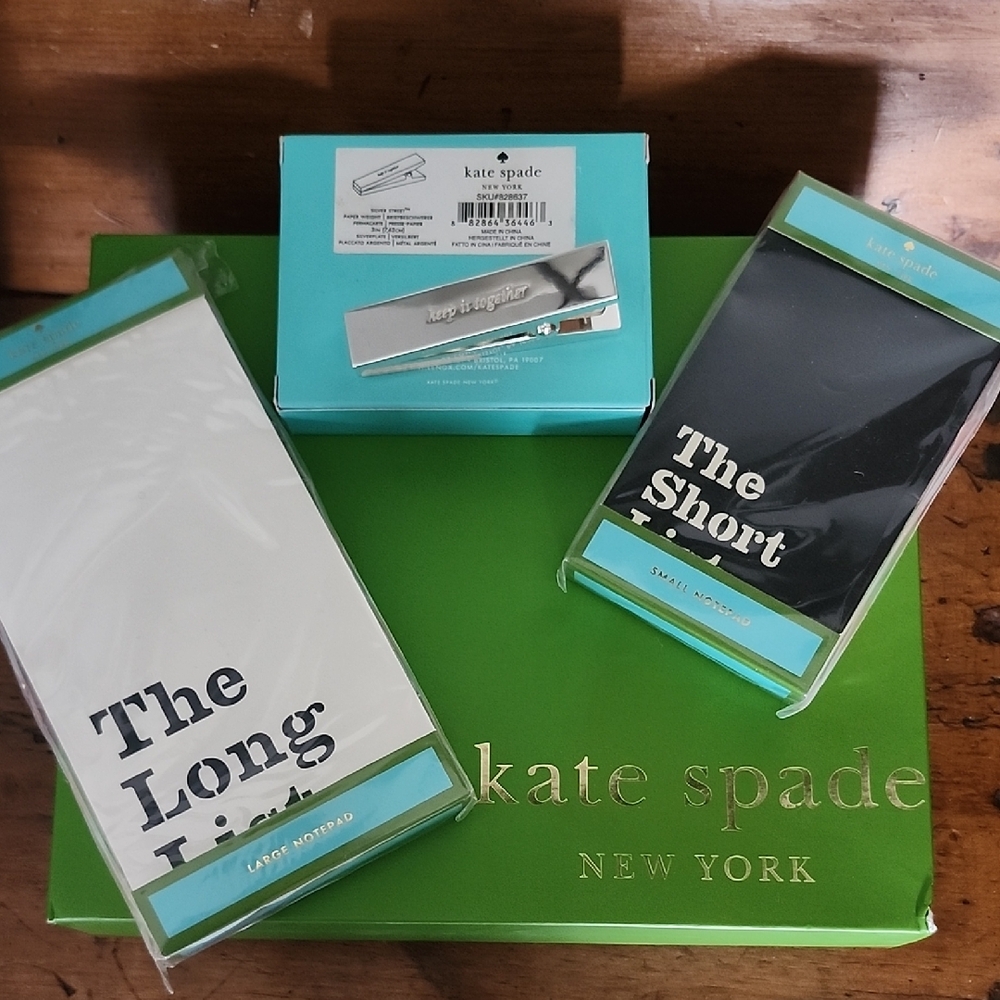 Kate Spade Stationery Set Large & Small Notepad  Lenox Silver St. Paperweight